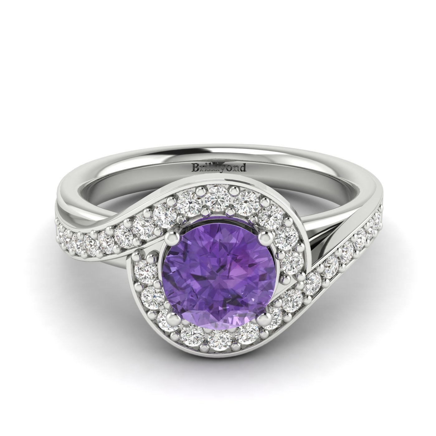 Amethyst White Gold Halo Engagement Ring Marigold