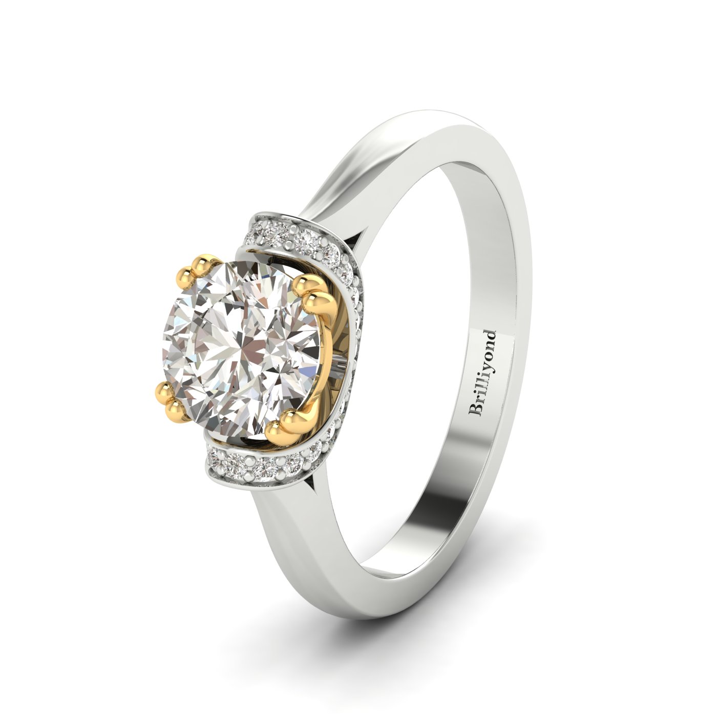 Diamond White Gold Two Tone Engagement Ring Passiflora