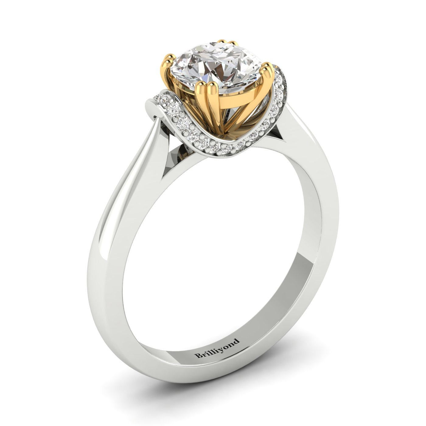 Diamond White Gold Two Tone Engagement Ring Passiflora