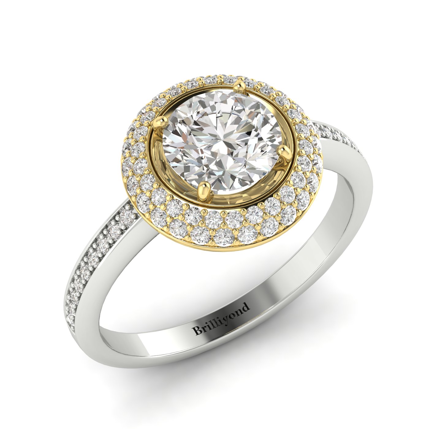 Diamond White Gold Halo Engagement Ring Aura