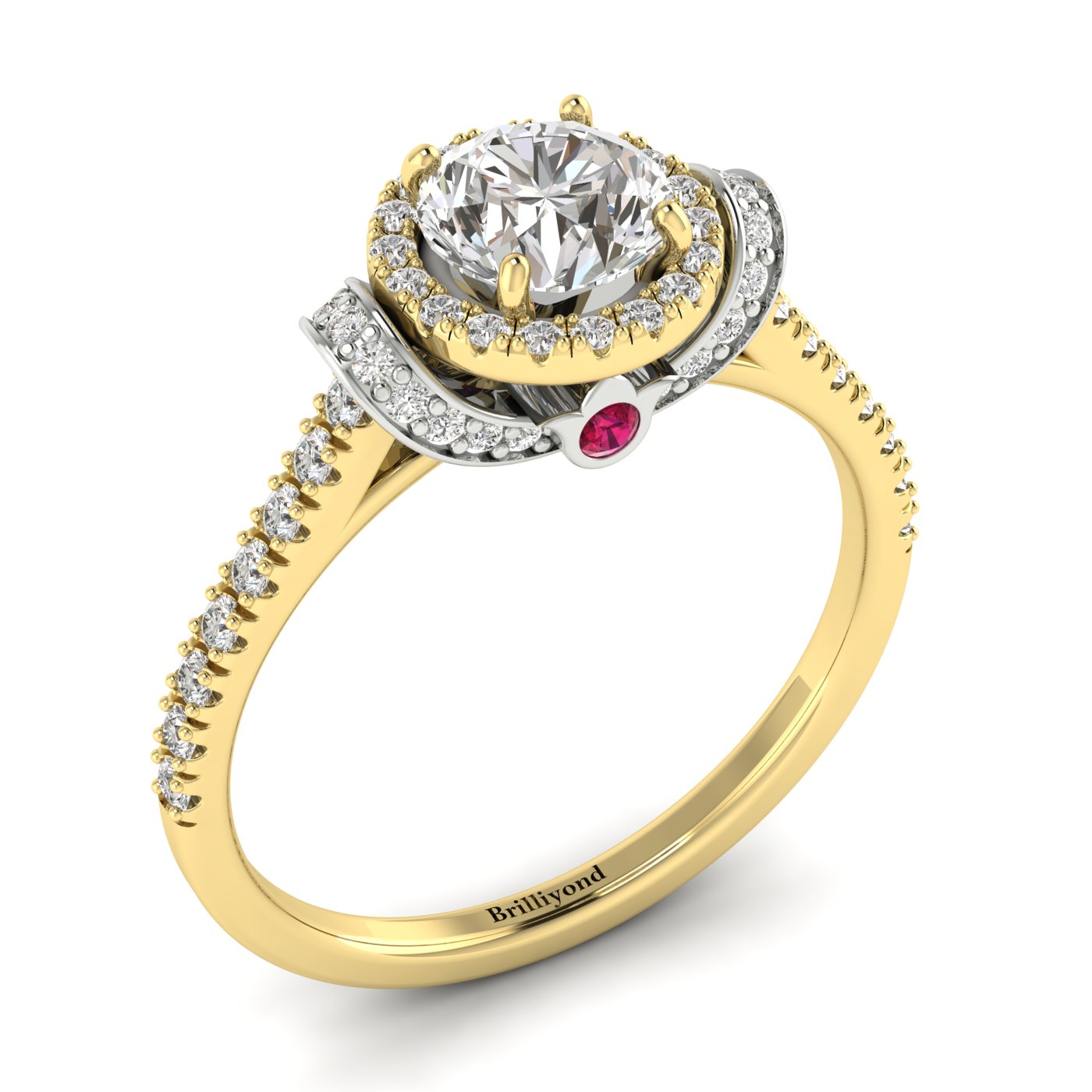 Diamond Yellow Gold Two Tone Engagement Ring Helen