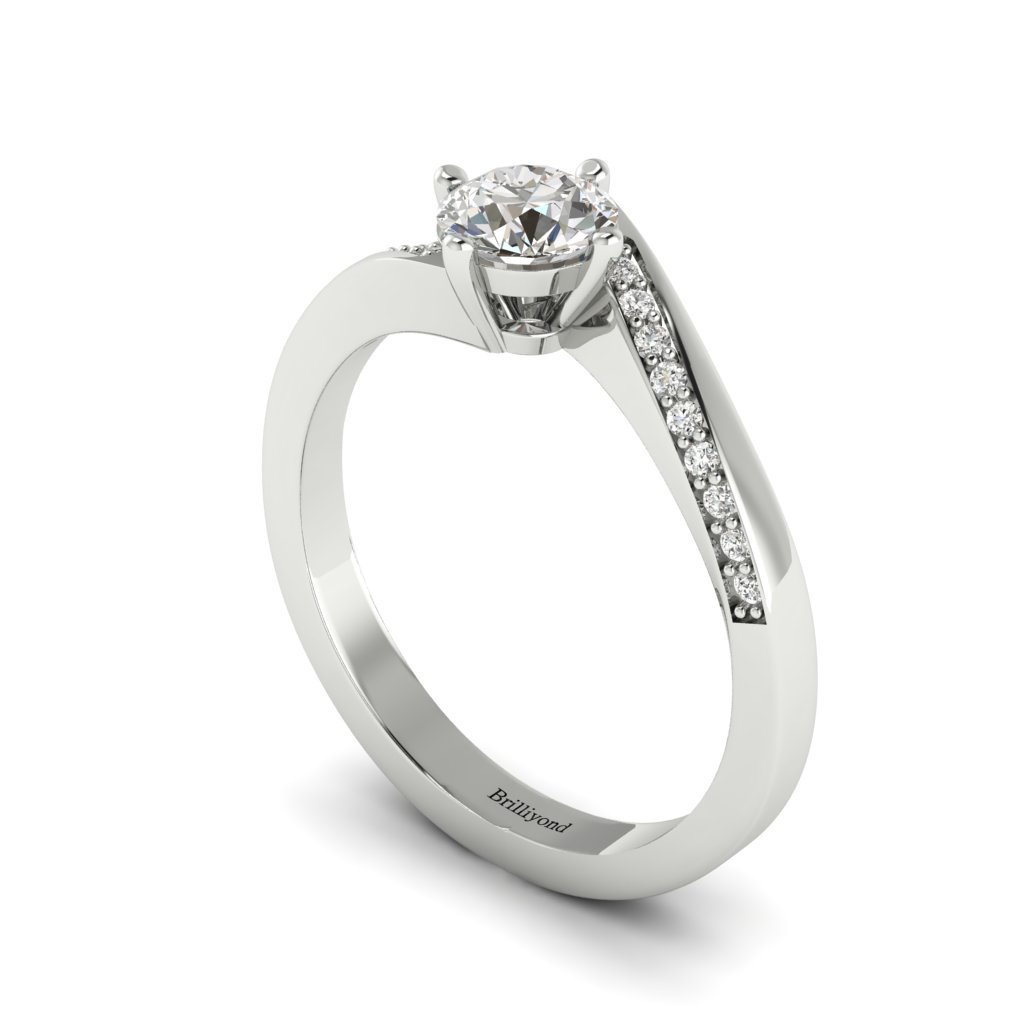Diamond Twist Engagement Ring Andromeda in White Gold 